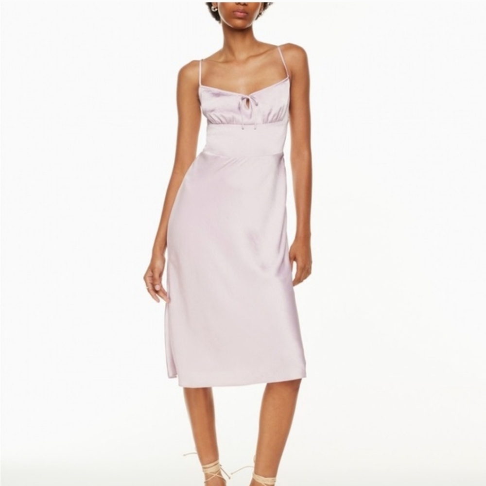 ARITZIA Wilfred Lilac Bellow Satin Slip Dress with Spaghetti Straps - Picture 1 of 9